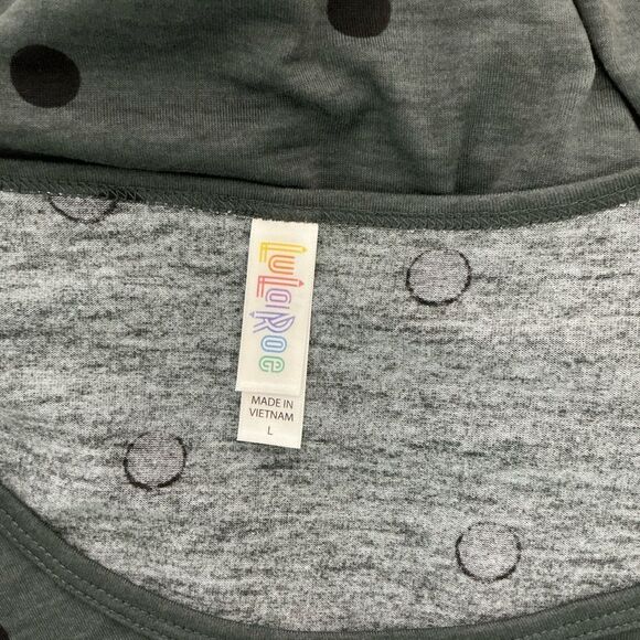 Women's LuLaRoe Grey Tunic Top w Black Dots "Lynnae" Print, Size Large NWT's - Picture 5 of 9